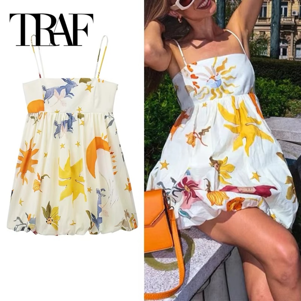 Sun and Moon Print Sundress Zara bubble dress